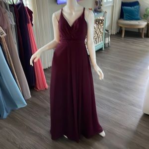 Burgundy Sorella  Vita Floor length gown with velvet accents in size 12.